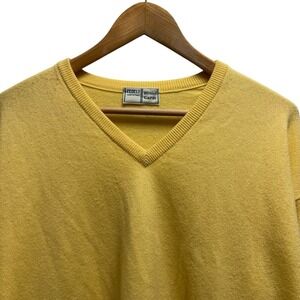 Fedeli Russo Capri Mens Sz 52 Yellow Cashmere Knit V-Neck Pullover Sweater Italy